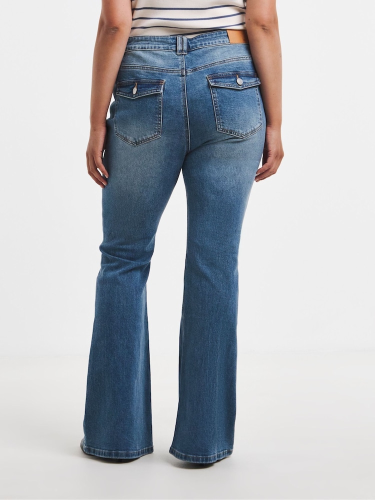 Buy Simply Be Blue Stretch Denim Flare Leg Jeans from Next Belgium
