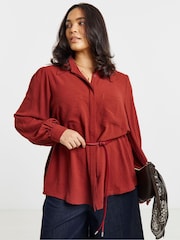 Simply Be Brown Utility Pocket Shirt - Image 1 of 4