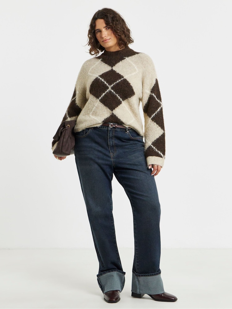 Buy Simply Be Blue Turn Up Straight Wide Leg Jeans from Next Israel