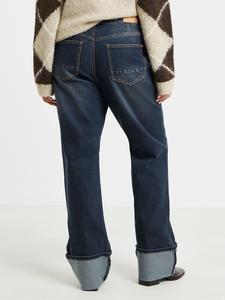 Buy Simply Be Blue Turn Up Straight Wide Leg Jeans from Next Israel