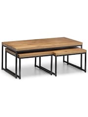 Julian Bowen Oak Brooklyn Nesting Coffee Tables - Image 2 of 5