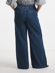 Simply Be Blue Pintuck Wide Leg Jogger Jeans - Image 3 of 4