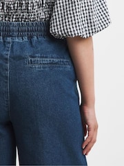 Simply Be Blue Pintuck Wide Leg Jogger Jeans - Image 4 of 4