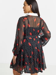 Simply Be Black Contrast Collar Georgette Shirt Dress - Image 2 of 4