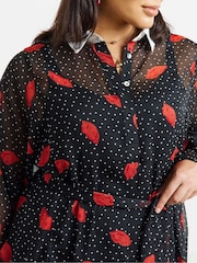 Simply Be Black Contrast Collar Georgette Shirt Dress - Image 4 of 4