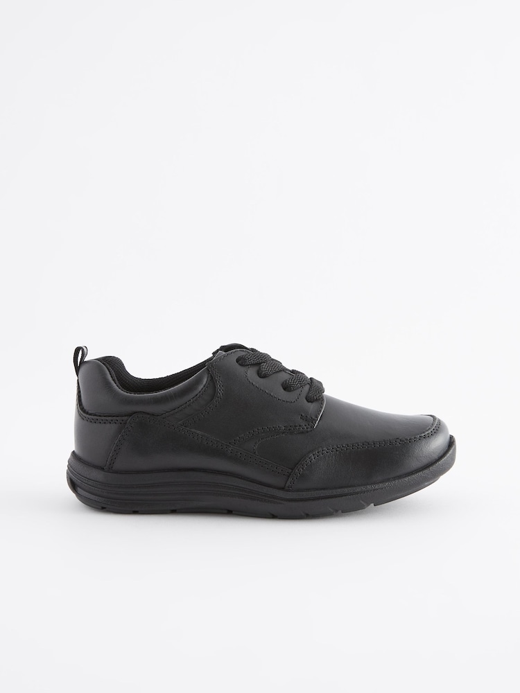 Black Narrow Fit (E) School Leather Lace-Up Shoes - Image 2 of 7