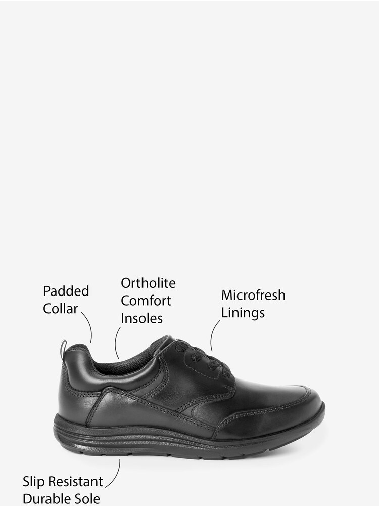 Black Narrow Fit (E) School Leather Lace-Up Shoes - Image 7 of 7
