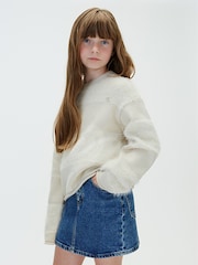 Calvin Klein Blue Striped Cropped Jumper - Image 1 of 5