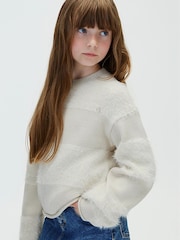 Calvin Klein Blue Striped Cropped Jumper - Image 3 of 5