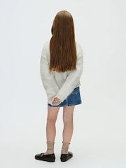 Calvin Klein Blue Striped Cropped Jumper - Image 4 of 5