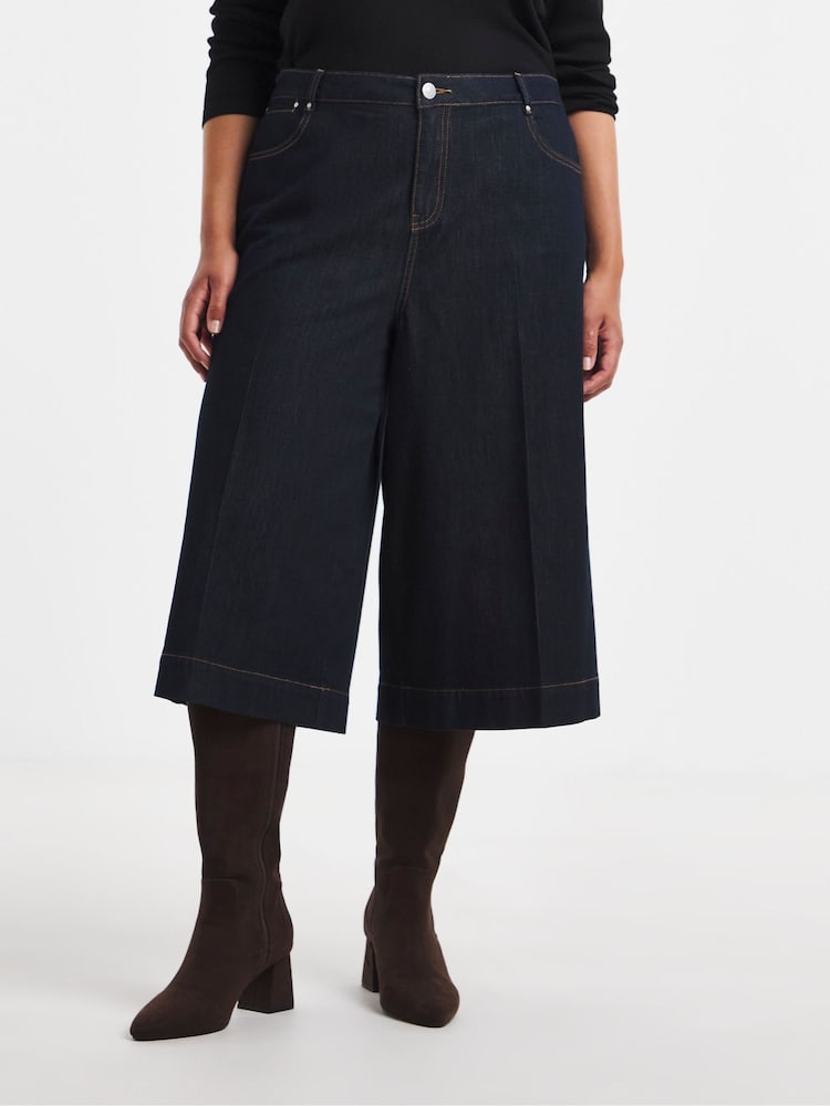 Simply Be Blue Culotte Jeans - Image 1 of 4