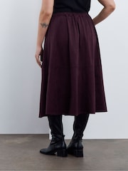 Simply Be Purple Suedette Seam Detail Midi Skirt - Image 2 of 4