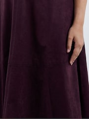 Simply Be Purple Suedette Seam Detail Midi Skirt - Image 4 of 4