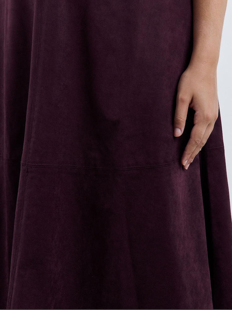Simply Be Purple Suedette Seam Detail Midi Skirt - Image 4 of 4 Simply Be Purple Suedette Seam Detail Midi Skirt - Image 4 of 4