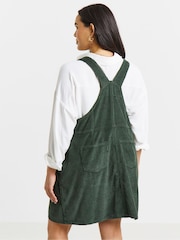 Simply Be Green Cord Mini Dungaree Dress - Image 4 of 4