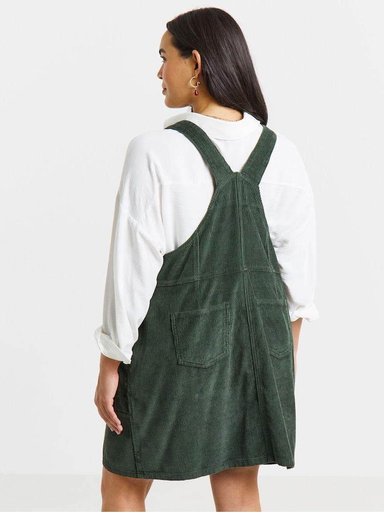 Simply Be Green Cord Mini Dungaree Dress - Image 4 of 4 Simply Be Green Cord Mini Dungaree Dress - Image 4 of 4
