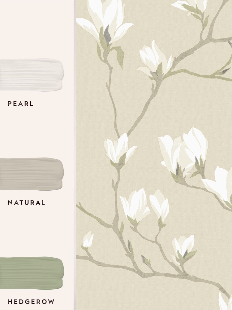 Laura Ashley Natural Magnolia Grove 10M Wallpaper - Image 4 of 4