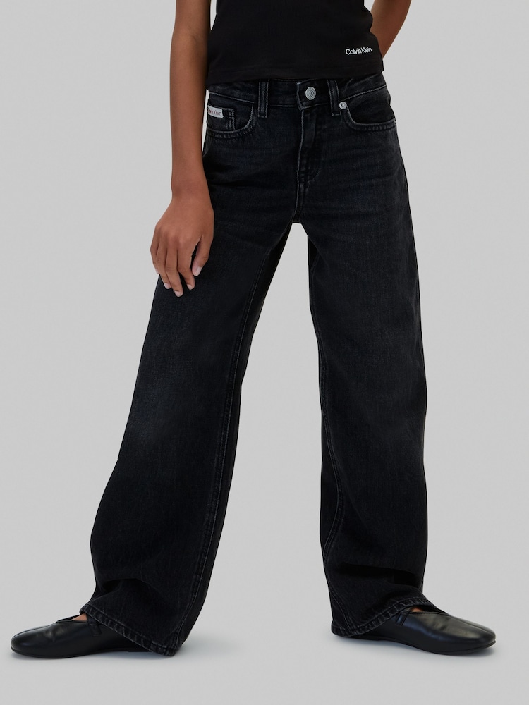 Jeans preto - Calça jeans Calvin Klein de cintura alta e wide leg - Imagem 1 de 5