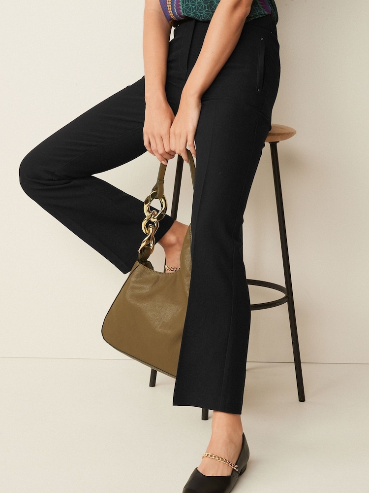 Black Tailored Elasticated Back Boot Cut Trousers - Image 1 of 5 Black Tailored Elasticated Back Boot Cut Trousers - Image 1 of 5