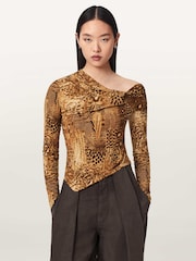 AllSaints Gold Arlie Long Sleeve Top - Image 1 of 7