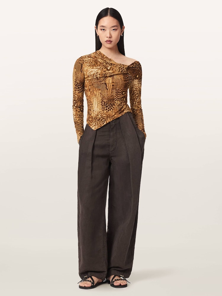 AllSaints Gold Arlie Long Sleeve Top - Image 2 of 7