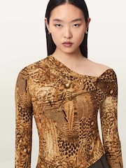 AllSaints Gold Arlie Long Sleeve Top - Image 3 of 7