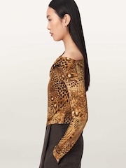 AllSaints Gold Arlie Long Sleeve Top - Image 4 of 7