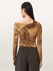 AllSaints Gold Arlie Long Sleeve Top - Image 5 of 7