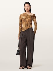 AllSaints Gold Arlie Long Sleeve Top - Image 6 of 7