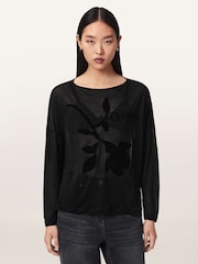 AllSaints Black Athea Rita Top - Image 1 of 6