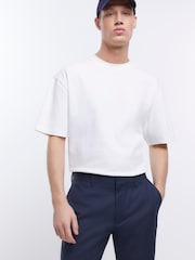 River Island Blue Slim Fit Smart Stretch Chino 100% Cotton Trousers - Image 3 of 4