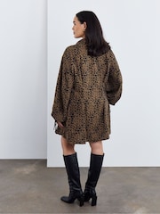 Simply Be Brown Exaggerated Sleeve Shirt Dress - Image 3 of 4