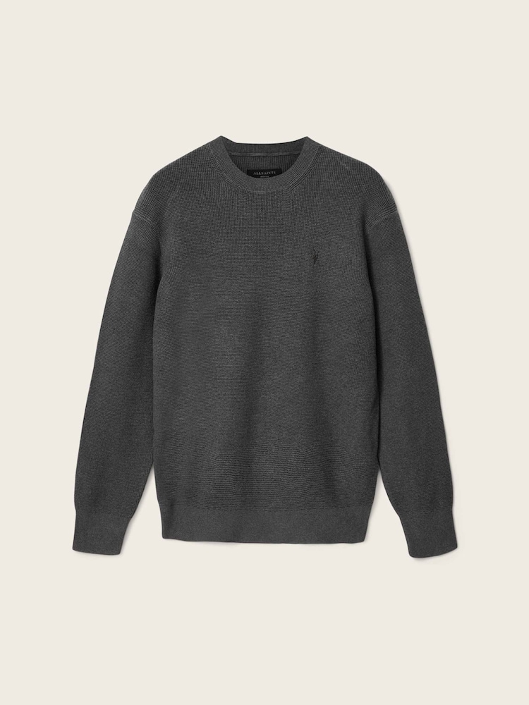 AllSaints Grey Aspen Crew Neck Jumper - Image 1 of 1 AllSaints Grey Aspen Crew Neck Jumper - Image 1 of 1