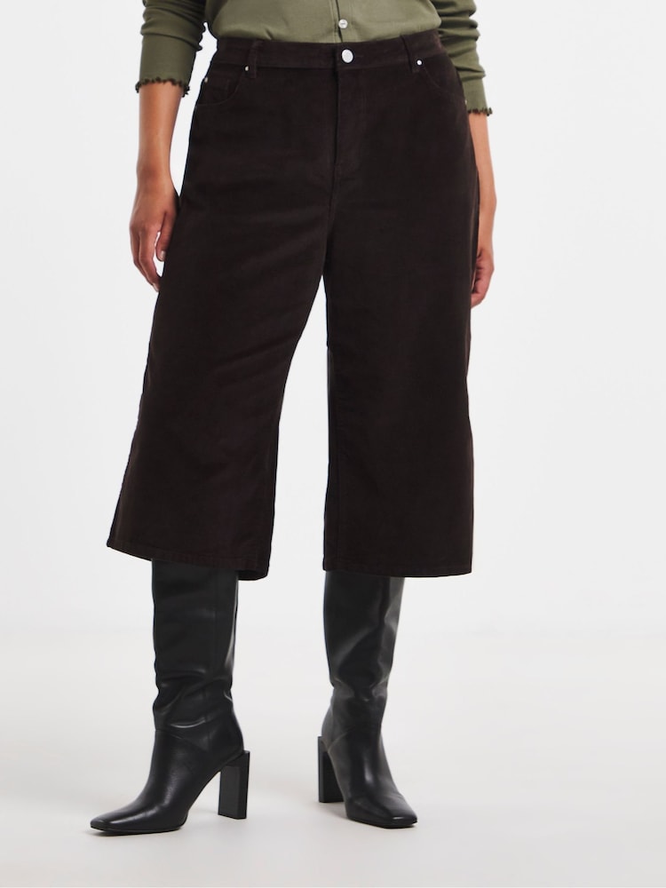 Simply Be Brown Cord Culotte Jeans - Image 1 of 4 Simply Be Brown Cord Culotte Jeans - Image 1 of 4