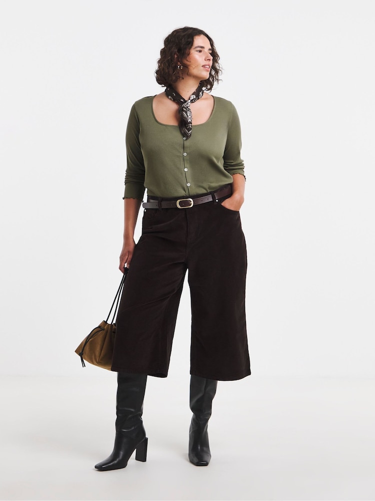 Simply Be Brown Cord Culotte Jeans - Image 2 of 4 Simply Be Brown Cord Culotte Jeans - Image 2 of 4