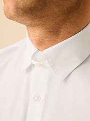 White Single Cuff Slim Fit Easy Care Tab Collar Oxford Smart Shirt - Image 5 of 8