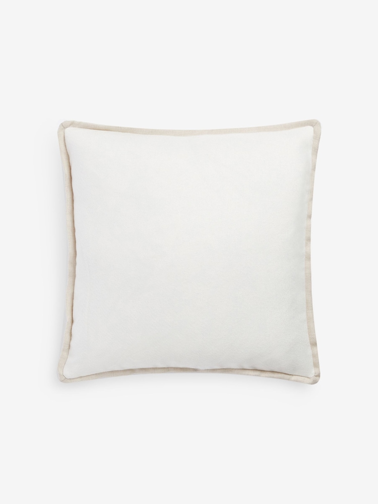 White 50 x 50cm Dalby Contrast Edge Cushion - Image 2 of 4