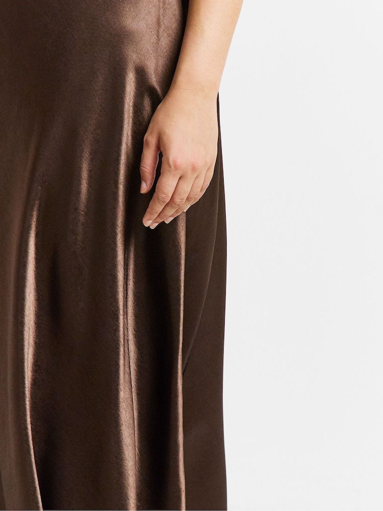Simply Be Brown Satin Maxi Skirt - Image 4 of 4 Simply Be Brown Satin Maxi Skirt - Image 4 of 4