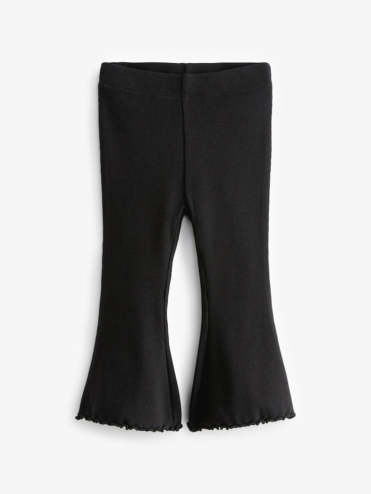 Black Rib Flare Leggings (3mths-7yrs) - Image 1 of 3