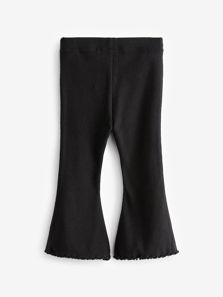 Black Rib Flare Leggings (3mths-7yrs) - Image 2 of 3