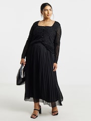 Simply Be Black Leopard Flock Mesh Square Neck Top - Image 3 of 4