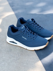 Skechers Blue Standard Fit Mens Uno Stand On Air Lace-Up Sports Trainers - Image 1 of 12