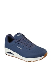 Skechers Blue Standard Fit Mens Uno Stand On Air Lace-Up Sports Trainers - Image 3 of 12