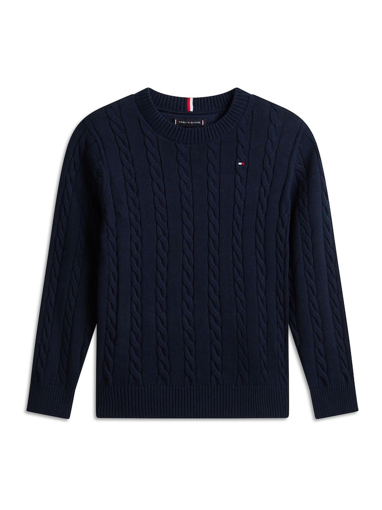 Tommy Hilfiger Blue Cable Knit Crew Neck Jumper - Image 5 of 5