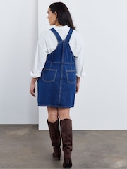 Simply Be Blue Denim Mini Dungaree Dress - Image 2 of 4