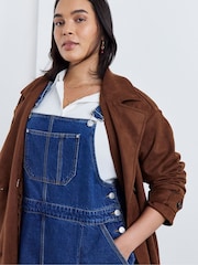 Simply Be Blue Denim Mini Dungaree Dress - Image 3 of 4