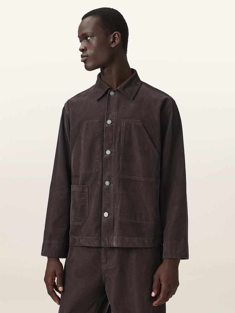 AllSaints Brown Mukesh Cord Shacket - Image 1 of 7