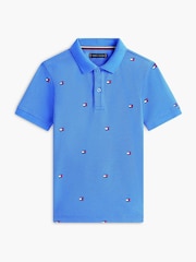 Tommy Hilfiger Blue Regular Fit Wavy Flag Embroidery Polo Shirt - Image 5 of 5