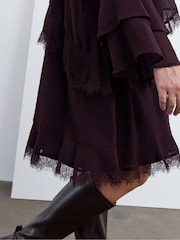 Robe patineuse Simply Be en georgette à volants et bordure en dentelle - Image 2 sur 4