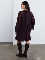 Robe patineuse Simply Be en georgette à volants et bordure en dentelle - Image 3 sur 4